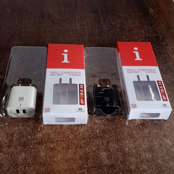 iBall Dual USB Wall Charger 5V/3.1A igh-Speed Dual Port Fast Charging Adapte (1 Pc)
